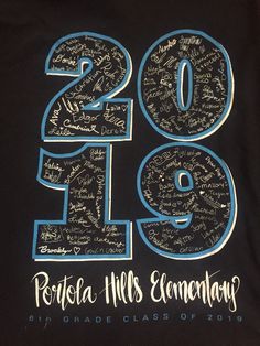 the back of a black tshirt with writing on it that says,'29 pennsylvania hills elementary 6th grade class of 2013