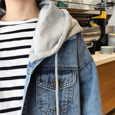 FREE SHIPPING Harajuku Oversized Denim Hooded Jacket JKP3166 Jean Jacket Outfits, Hooded Denim Jacket, Outwear Jackets, Ladies Dress Design, Outerwear Coats, Outerwear Women, Jacket Outfits, Jeans Shop, Outerwear Jackets