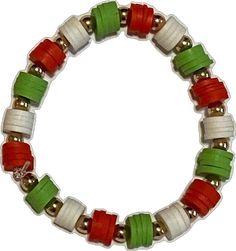 Clay Bracelet Christmas, Cheap Green Holiday Bracelets, Christmas Themed Clay Bead Bracelets, Christmas Bracelets With Colorful Beads, Green Christmas Festive Bracelets, Christmas Bracelet, Beaded Bracelets, Ships, Bracelet