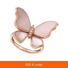 in stock Elegant Rose Gold Butterfly Ring In 14k Gold, Elegant 14k Rose Gold Butterfly Ring, Elegant Rose Gold 14k Gold Butterfly Ring, Elegant Rose Gold Butterfly Ring, Elegant Pink Butterfly Ring For Anniversary, Gold Butterfly Ring, Rose Gold Butterfly, Clover Ring, Smoky Quartz Ring