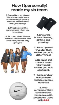 an ad for the nike women's volleyball team, with instructions on how to use it