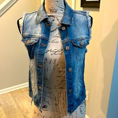 Zara Girls Denim Jacket Sleeveless. Size 13-14 Years. Too Bad I Wrote My Daughters Name On The Inside Tag When I Sent Her To Camp Because She Never Had An Opportunity To Wear It. She Grew Out Of It By Time She Got Home. So Technically It’s Nwot. Wish It Fit Me. Really Cute. #Zarakids #Zara #Denim #Denimvest #Layering M Trendy Denim Blue Vest Outerwear, Trendy Sleeveless Denim Outerwear, Trendy Denim Vest Outerwear, Trendy Medium Wash Vest Outerwear, Trendy Blue Sleeveless Denim Jacket, Trendy Medium Wash Vest, Trendy Medium Wash Denim Vest, Trendy Blue Sleeveless Outerwear, Trendy Sleeveless Denim Jacket In Medium Wash