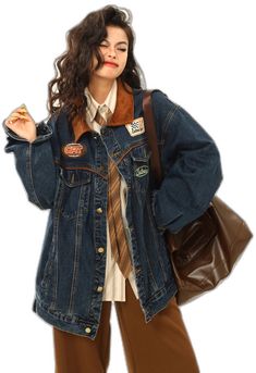 Fall Streetwear Cotton Denim Jacket, Casual Cotton Outerwear With Patches, Casual Oversized Outerwear With Patches, Oversized Casual Outerwear With Patches, Casual Denim Jacket With Corduroy Collar For Streetwear, Winter Grunge Cotton Denim Jacket, Urban Denim Blue Jacket For Fall, Winter Cotton Denim Jacket With Patches, Casual Spring Outerwear With Patches