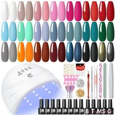 Complete gel nail polish kit, suitable for beginners and nail art lovers Color: Multicolor. Gel Nail Set, Nail Kits, Pink Gel Nails, Gel Nail Kit, Top Base, Nail Polish Kits, Gel Nail Polish Set, Smart Auto, Nail Dryer