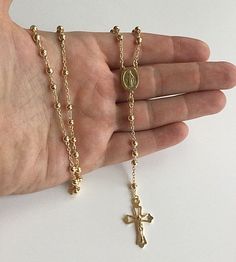 "18k gold over 925 sterling silver italian rosary 30\" long . for protection and good luck made in italy 4 mm beads gr:15.8 rosario de 925 plata esterlina con 18k bano de oro -30\" largo . para proteccion y buena suerte . hecho en italia 4mm beads gr:15.8" Pompano Beach, Solid 925 Sterling Silver, Rosary, Delicate Bracelet, Good Luck, Chains Necklace, Gold Bracelet, 18k Gold, Gold Necklace