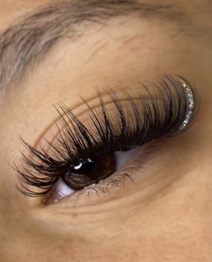 Glitter Eyelashes Extensions, Lash Extension With Glitter, Volume Lash Extensions With Glitter, Pretty Lash Extensions Color, Wispy Eyelash Extensions With Color, Eyelash Extensions Styles Color, Eyelash Extensions Glitter, Eyelash Color Extensions, Lash Inspo Eyelash Extensions Color