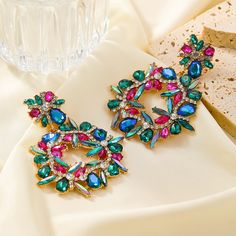 Material: Alloy Fashion Element: Flowers Style: INS Style Round Flower, Watch Necklace, Flower Earrings, Ring Bracelet, Earring Necklace, Colored Diamonds, Womens Watches, Mens Sunglasses, Blue Color