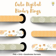 the cute digital binder rings are designed to look like they have flowers on them