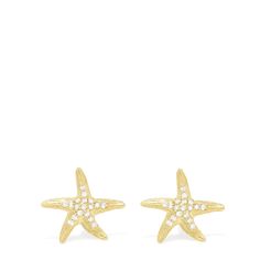 Effy Seaside 14K Yellow Gold Diamond Starfish Earrings, 0.18 TCW Yellow Gold Starfish Earrings For Gift, Yellow Gold Starfish Earrings With Starfish Charm, Elegant Yellow Gold Earrings With Starfish Charm, Elegant Yellow Gold Starfish Charm Earrings, Starfish Earrings, Effy Jewelry, Yellow Stone, Gold Yellow, Starfish