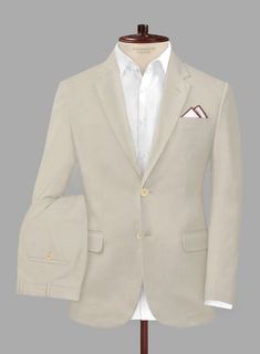 Cherish comfort and a smart appearance with our Army Khaki Stretch Chino Suit, which embraces the feel of natural cotton and the essence of effortless style. Customized from a blend of cotton and lycra, our suit features comfortable draping and a soothing khaki hue that reflects the calm of nature. It is perfect for casual outings, formal engagements, and laid-back gatherings. Ready to modernize your wardrobe? Shop now and find your stride with our suit that reflects confidence.  Look Includes    Army Khaki Stretch  Chino Fabric  Two Button Jacket Style  Notch Lapel   Corozo     Beige  Buttons  Single Vent  Three Cuff Buttons  Two Welted Back Pockets on Trousers    Click 'Customize Now' to modify the look if needed.    Lining: Viscose; Dry Clean.