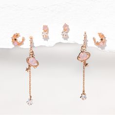 Our ideal universe is pink, pink, and pinker! This earring set has been curated by our design team to give you the most perfect pairing! Dinosaur Earrings, Long Earring, Fruit Earrings, Heart Dangle Earrings, Earring Post, Necklace Chain Lengths, Stud Set, Wrap Rings, Single Earring