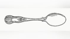 a drawing of a spoon with an intricate design on it