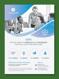 a blue and white business flyer template