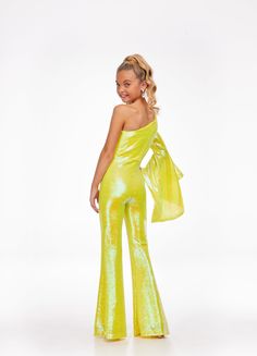 Ashley Lauren Kids 8110 One Shoulder Jumpsuit Long Bell Sleeve Sequin Pageant This groovy one shoulder jumpsuit features an oversized bell sleeve and flared pants. One Sleeve Oversized Bell Sleeve Sequin Fabric Jumpsuit Available Sizes: 6 Available Colors: Coral Groovy One, Ashley Lauren, Gifts For Sisters, Jumpsuit Long, Yellow Neon, One Shoulder Jumpsuit, Long Jumpsuits, Sequin Fabric, Flared Pants