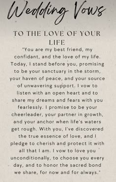 wedding vows to the love of your life