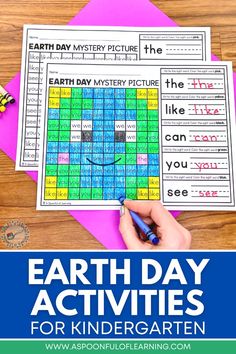 An Earth Day mystery picture coloring page Earth Day Activities For Kindergarten, Kindergarten Literacy Worksheets, Activities For The Classroom, Sight Word Coloring, Literacy Worksheets, Activities For Kindergarten