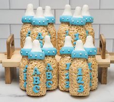 there are some baby bottles made out of rice krispy kreme