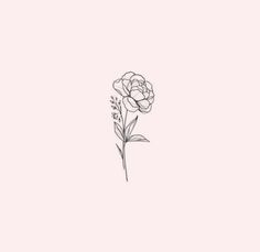 a black and white drawing of a flower on a light pink background with the word love written below it