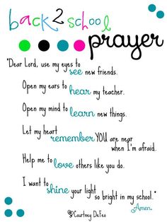 the back to school prayer is shown