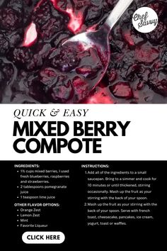 the recipe for mixed berry compote is shown