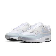 Meet the leader of the pack. Walking on clouds above the noise, the Air Max 1 blends timeless design with cushioned comfort. Sporting a fast-paced look, wavy mudguard and Nike Air, this classic icon hit the scene in ‘87 and continues to be the soul of the franchise today.Mixed materials add durability that's made for everyday wear and city life.Originally designed for performance running, the visible Max Air unit provides all-day cushioning.Padded, low-cut collar looks sleek and feels comfortabl Athleisure White Sneakers With Air Max Cushioning, Nike White Sneakers For Light Sports, Nike Functional Sneakers In Summit White, Functional White Sneakers With Air Max Cushioning, White Nike Sneakers With Air Max Cushioning, Nike White Sneakers With Air Max Cushioning, Nike Summit White Sneakers For Sports, Nike Air Max Sports Shoes Fade-resistant, Nike Air Max Fade-resistant Sports Shoes