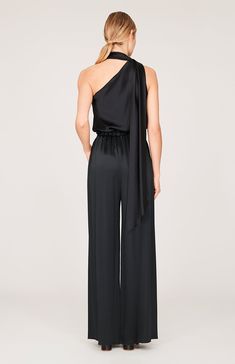 Our signature one shoulder bias cut top with an attached scarf that can be worn loose down the back or wrapped gracefully around the neck. Satin Pajama Pants, Scarf Neck, Cut Top, Evening Jackets, Minimal Chic, Satin Pajamas, Fashion Images, One Shoulder Tops, City Style