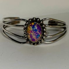 This Cuff Is Gorgeous! The Stone Is Large And Has A Beautiful Opalescence Hue, It May Be Dragon's Breath. The Cuff Is Well Marked Mexico 925 And Signed By The Artist, See Pictures. Dragons Breath, The Stone, Silver Blue, See Picture, The Artist, Womens Jewelry Bracelets, Cuff Bracelet, Cuff, Women Jewelry