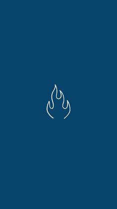 a blue background with a white outline of a fire on the left and right side