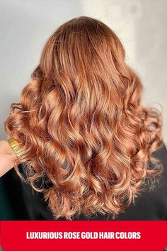 Full Warm Rose Gold Highlights for Medium-Length Loose Curly Hair Color Melting Hair, Brown Hair With Blonde, Hair With Blonde Highlights