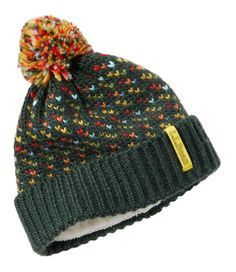 Nostalgic birdseye pattern and a colorful pom make this cozy hat a fun cold-weather staple for every kid. Slightly Fitted. Lined in ultracozy polyester fleece. Made from soft 100% recycled polyester yarn. Handwash, dry flat. Imported. | Kids' Sweater Weather Hat, Synthetic Playful Hats For Cold Weather, Playful Green Winter Hat, Fun Multicolor Hats For Outdoor Activities, Playful Multicolor Hats For Cold Weather, Cozy Multicolor Hat For Outdoor, Multicolor Knitted Outdoor Hat, Cozy Multicolor Outdoor Hat, Fun Multicolor Winter Hats, Playful Multicolor Winter Beanie