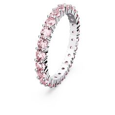 Matrix ring, Round cut, Pink, Rhodium plated | Swarovski Jewelry With Stones, Flowers For Men, Pink Obsession, Swarovski Ring, Jewelry Accessories Ideas, Bagan, My Wedding Day, Gold Plated Bracelets, Swarovski Jewelry