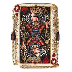 PRICES MAY VARY. Regal Design: Command attention with The Queen Mini Crossbody Handbag, featuring a couture queen of hearts playing card design meticulously crafted in beads, making it a true masterpiece that exudes regal charm and sophistication. Enviable Style: Prepare for admiration and envy wherever you go, as this mini handbag is sure to turn heads and spark conversations with its exquisite detailing and unique design. Versatile Wear: Enjoy the convenience of our removable crossbody chain s Mary Frances Bags, Mary Frances Handbags, Novelty Handbags, Hearts Playing Cards, Novelty Purses, Big Handbags, Playing Cards Design, Regal Design, Mary Frances