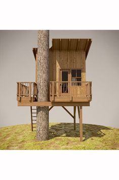 a tree house is built on top of a hill