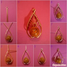 the instructions for making earrings with wire and wood beads