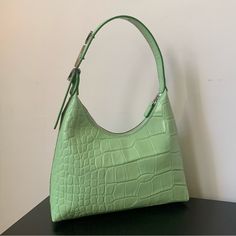 Staud Scotty Bag In Agave Green - Croc Embossed Leather No Flaws, Only Worn Once For An Event - Like New! Includes Dust Bag. Originally $325 - Open To Offers. Cute Purse That Fits Comfortably On The Shoulder And Can Hold A Lot Of Stuff! 100% Cow Leather. Width - 10", Height - 9", Depth - 5.5", Handle Drop - 7.5" Modern Staud Rectangular Bag, Modern Rectangular Staud Bags, Modern Rectangular Staud Bag, Green Top Handle Shoulder Bag With Silver-tone Hardware, Modern Staud Shoulder Bag For Shopping, Elegant Rectangular Staud Bags, Modern Green Shoulder Bag With Silver-tone Hardware, Staud Top Handle Bag For Everyday, Evening Green Shoulder Bag With Silver-tone Hardware