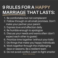 the rules for a happy marriage that lasts