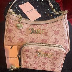 Juicy Couture Forever Dusty Blush W Gold Hardware And Wallet Double Zipper Beautiful Must Have Jn Your Collection See Pictures For Description Brand New W Tags Had It Come From Los Angeles California ; Please Posh People I Need To Sell Little More Because Keep In Mind Poshmark Keeps 15 Percent : Handbag Is 11 Inches Width : Big Juicy Couture Bag, Juicy Couture Purse Aesthetic, Juicy Couture Makeup Bag, Pink Juicy Couture Bag, Baddie Purses, Juicy Couture Bags Handbags, Coach Bags Pink, Juicy Couture Aesthetic