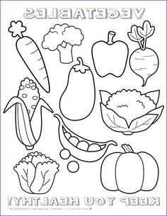 vegetables coloring page with the words, keep you healthy