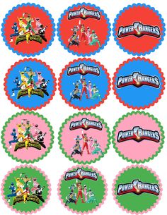 the power rangers cupcake toppers are in various colors and designs, with different characters