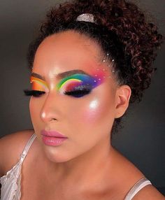 Photographic Makeup, Maquillage Yeux Cut Crease, Carnival Makeup, Pride Makeup, Rainbow Makeup, Eye Makeup Brushes, Edgy Makeup