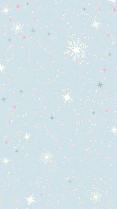 snowflakes and stars on a blue background with pink, white and grey colors