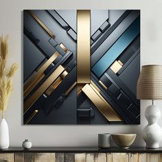 This beautiful "Minimal Tech Blue Gold" Wall art is printed on premium quality cotton canvas or metal aluminum format using the finest fade-resistant ink. With options like Wrapped Canvas, Floater Framed, and Metal Aluminium Wall Decor, we offer a versatile range to cater to your unique aesthetic preferences. The Wrapped Canvas Art is stretched tautly over a sturdy wooden frame, giving your artwork a sleek, borderless appearance. Our floater-framed canvas art is the ideal choice for those who d… Square Collage, Gold Wall Art, Gold Wall, Geometric Wall Art, Gold Geometric, Geometric Wall, Deep Black, Unique Aesthetic, Floater Frames