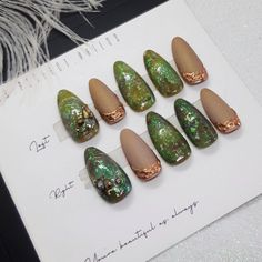 Press on Nails Short elven Forest False Nails - Etsy Forest Inspired Nails, Forest Nails Designs, Elven Nails, Bg3 Halsin, Forest Nail Art, Enchanted Forest Nails, Nails Trendy Short, Forest Nails