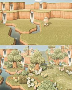 two different views of the same area in animal crossing