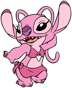 a pink cartoon character with big eyes