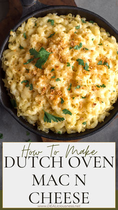 how to make dutch oven mac n cheese in a cast iron skillet with parsley on top