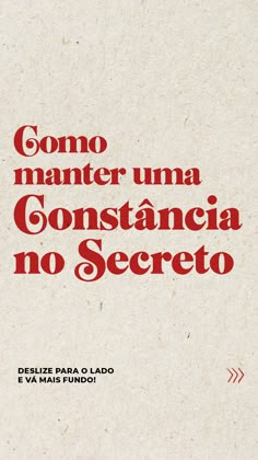 a book cover with the words gomo manter una constancia no secreto