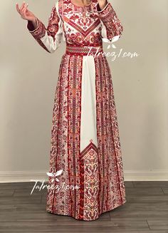 White Shade Traditional Embroidered Palestinian Fellahi Thobe Thobes For Women, Henna Dress, Red Henna, Henna Party, Elegant Dresses Classy, Wedding Plan, Dresses Classy, Abaya Dress, Wedding Goals