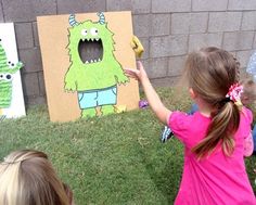 Monster Party   Monster Tutorial Diy Carnival Games, Toddler Party Games, Carnival Games For Kids, Diy Carnival, Toddler Parties