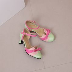 Shop Women's Green-Pink Bow Round Toe Mary Jane Dress Heels Cone Heel Pumps color Apricot for Anniversary, Ball, Date, Going out, Party with worldwide Free shipping & Free return.